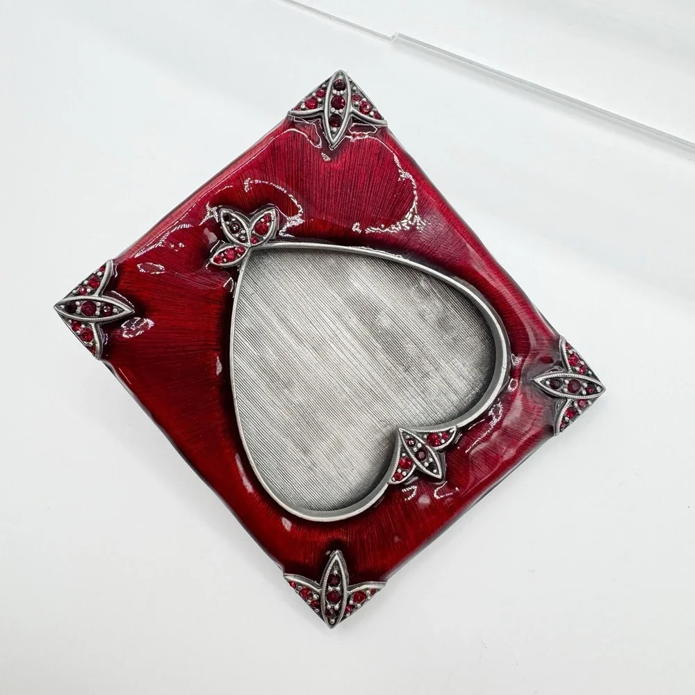 Jay Strongwater Red Enameled Mini Picture Frame Heart Square 3